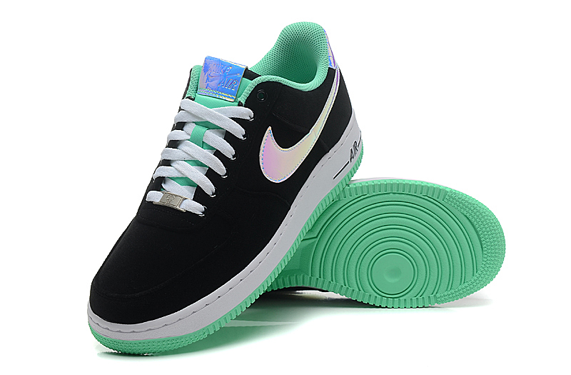 nike air force 1 basse des hommes chaussures noir vert (2)
